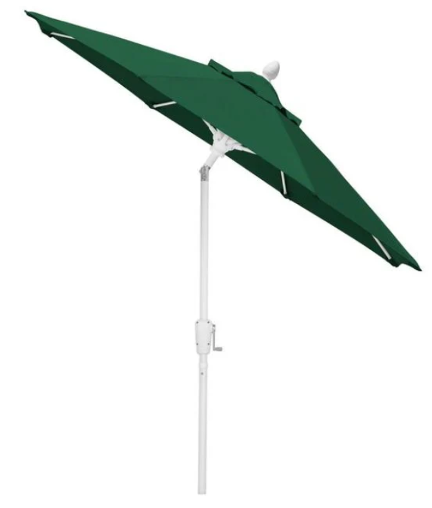 FiberBuilt Market Umbrella with Crank Lift & Push Button Tilt, 9 Foot Pacific Blue Marine Grade Canopy and White Pole - 9MCRW-T-8602