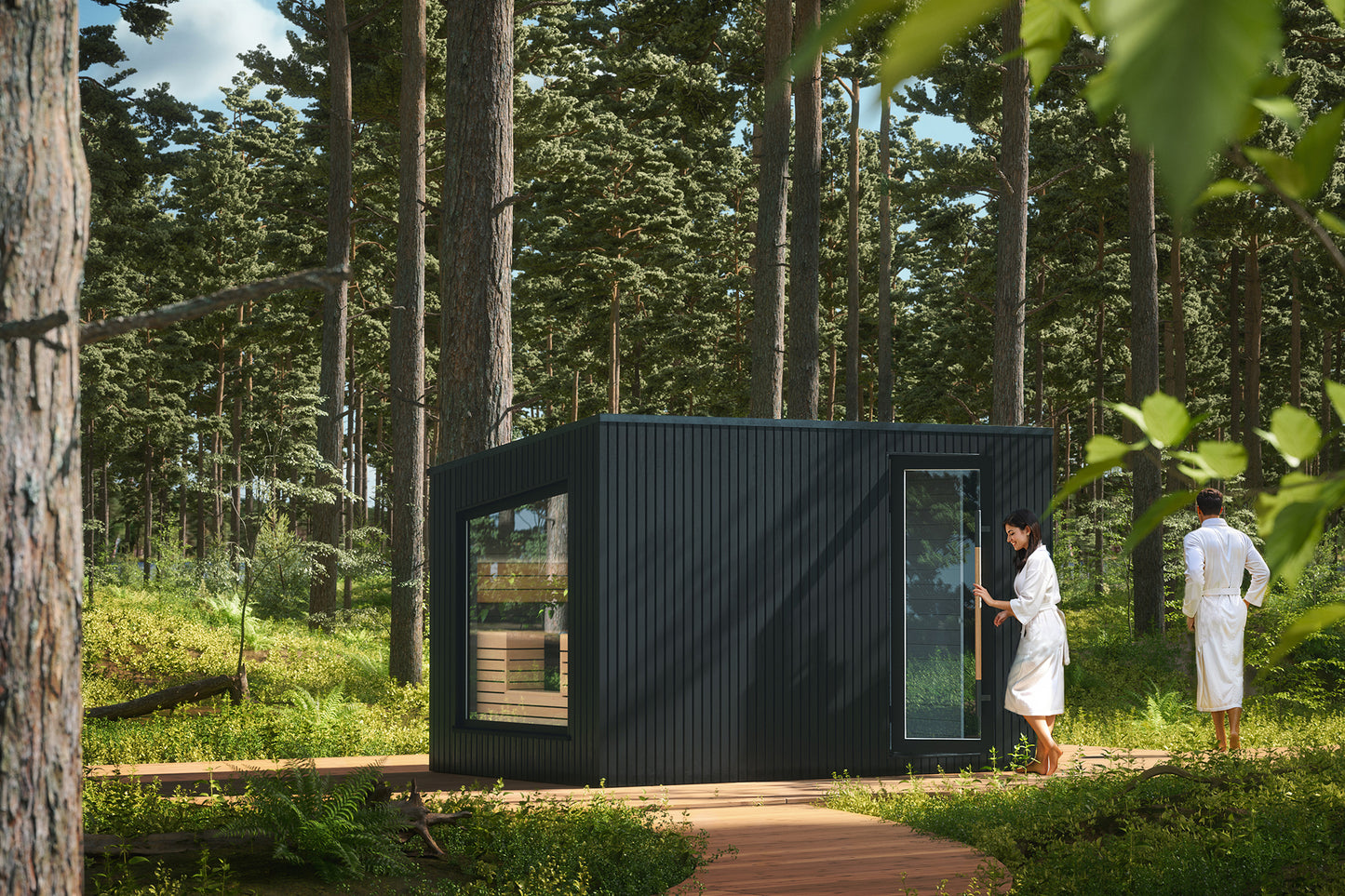 Auroom Terra Backyard Sauna Cabin, Black, Up to 5-person