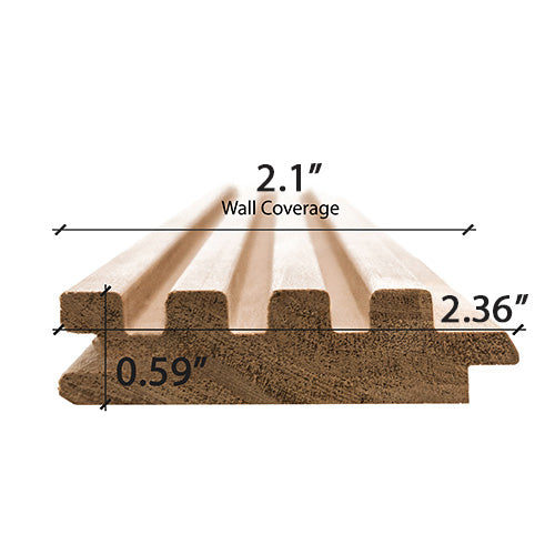PROSAUNAS Thermo-Aspen Sauna Wall Material Groove-S 1" x 3" Thermally Modified Tongue & Groove Fluted Slat