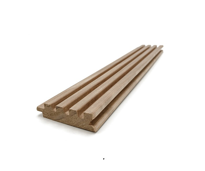 PROSAUNAS Thermo-Aspen Sauna Wall Material Groove-S 1" x 3" Thermally Modified Tongue & Groove Fluted Slat