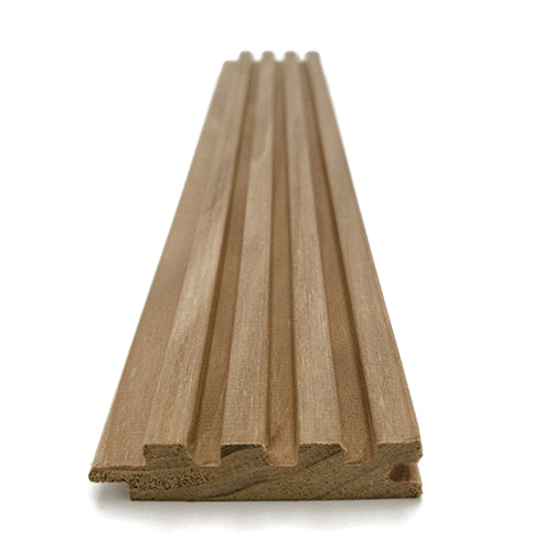 PROSAUNAS Thermo-Aspen Sauna Wall Material Groove-S 1" x 3" Thermally Modified Tongue & Groove Fluted Slat