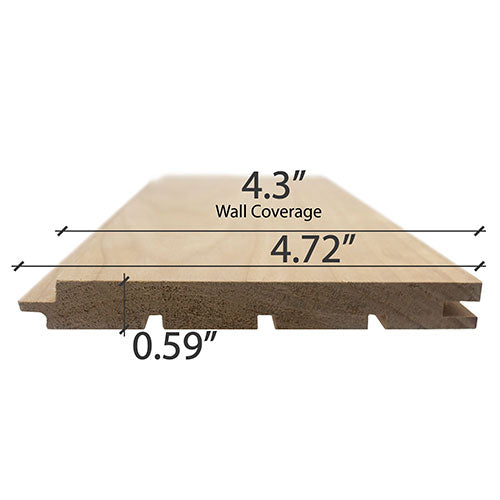 PROSAUNAS Thermo-Aspen Sauna Wall Cladding 1" x 5" Thermally Modified Tongue & Groove Nickel Gap STS4