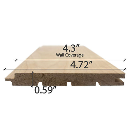 PROSAUNAS Thermo-Aspen Sauna Wall Cladding 1" x 5" Thermally Modified Tongue & Groove Nickel Gap STS4