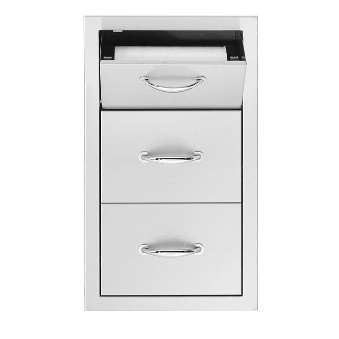 TrueFlame 17" Vertical 2-Drawer & Paper Towel Holder Combo - TF-TDC-17-A