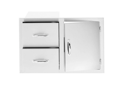 TrueFlame 33" 2-Drawer & Access Door Combo Masonry Frame Return - TF-DC2-33M-A