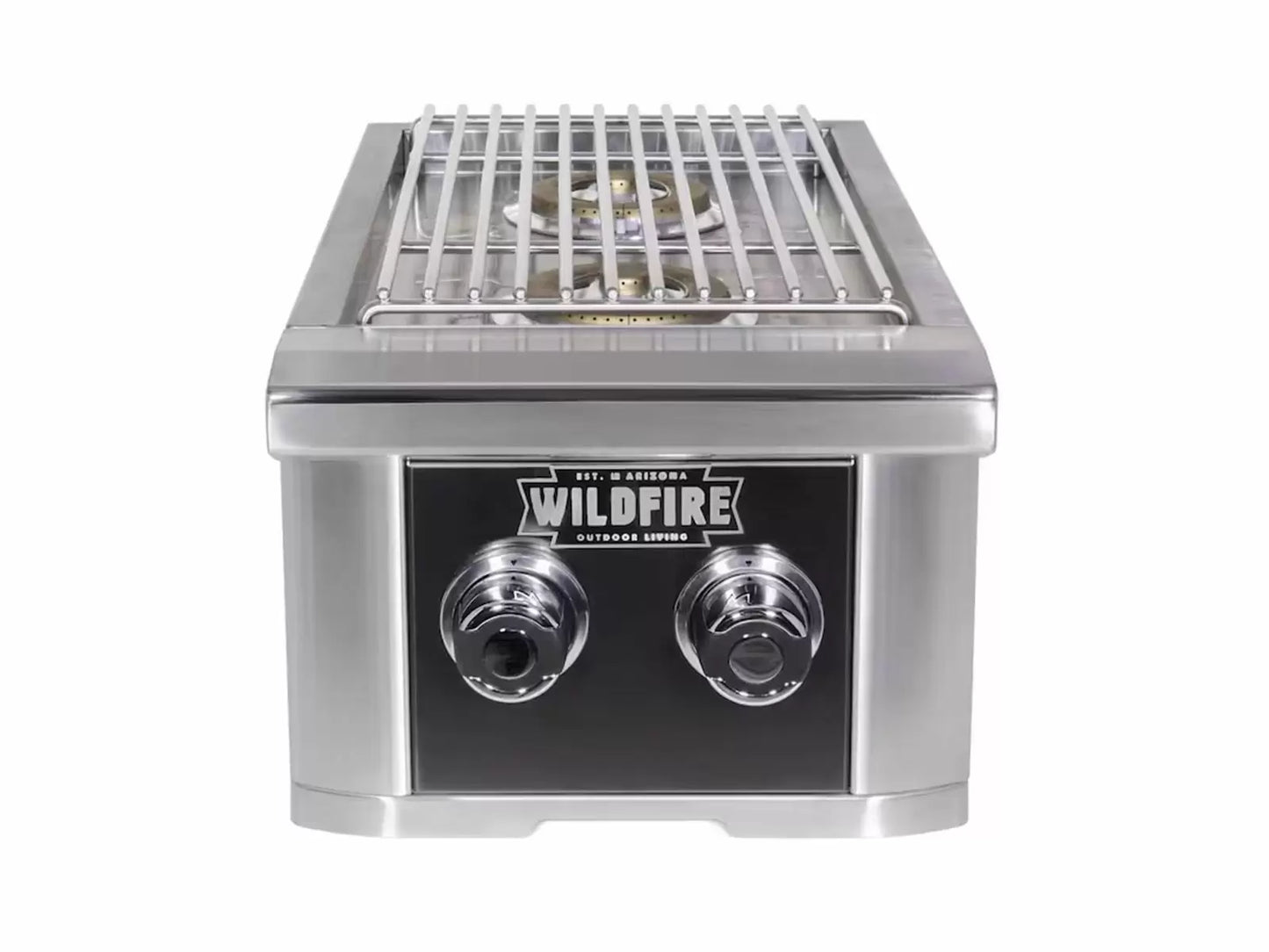 Wildfire Ranch 14" Black 304 Stainless Steel Double Side Burner - Propane - WFDBLSBRN-BSS-LP