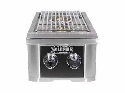 Wildfire Ranch 14" Black 304 Stainless Steel Double Side Burner - Propane - WF-DBLSBRN-RH-LP