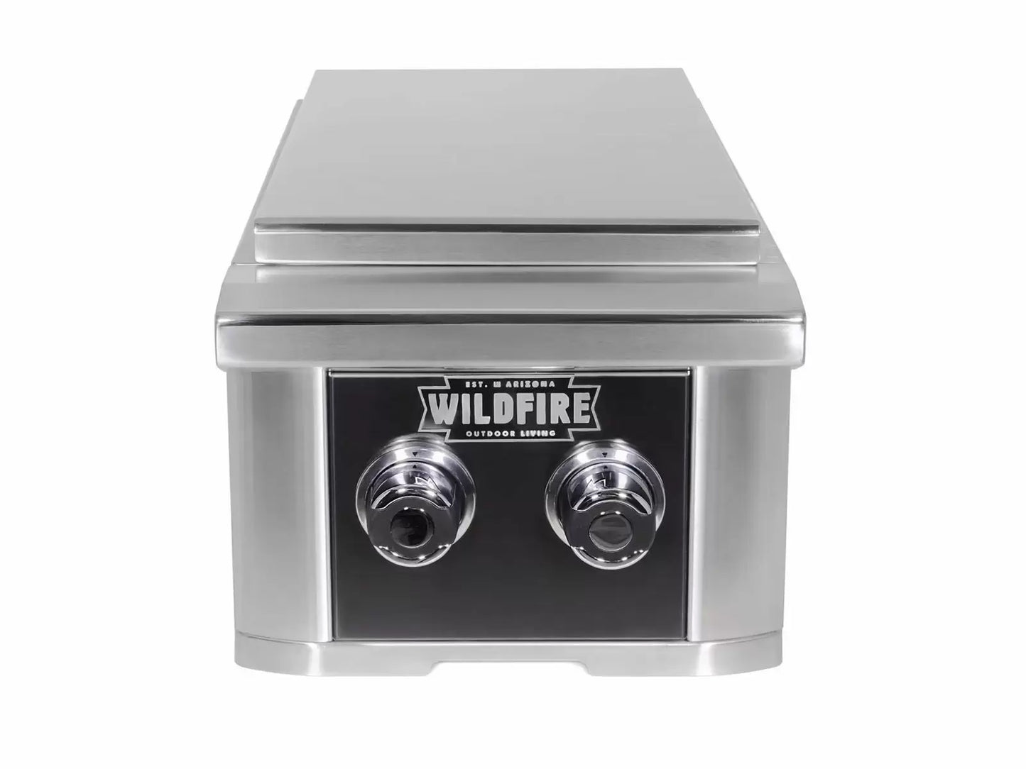 Wildfire Ranch 14" Black 304 Stainless Steel Double Side Burner - Propane - WFDBLSBRN-BSS-LP