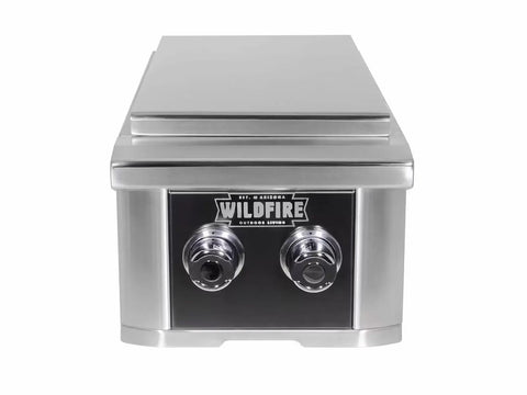 Image of Wildfire Ranch 14" Black 304 Stainless Steel Double Side Burner - Propane - WF-DBLSBRN-RH-LP