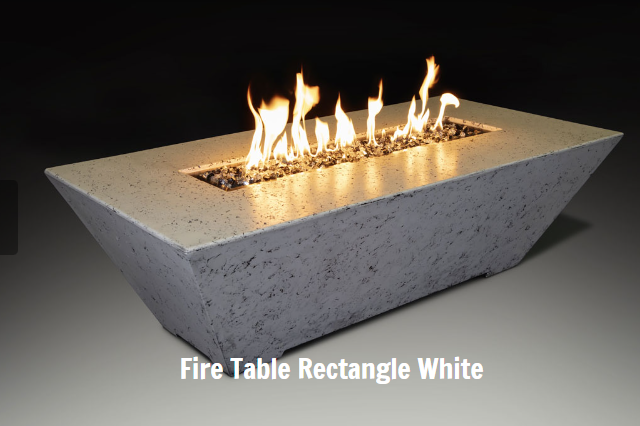 Grand Canyon Gas Logs 18” Tall Olympus Rectangular Fire Table / White