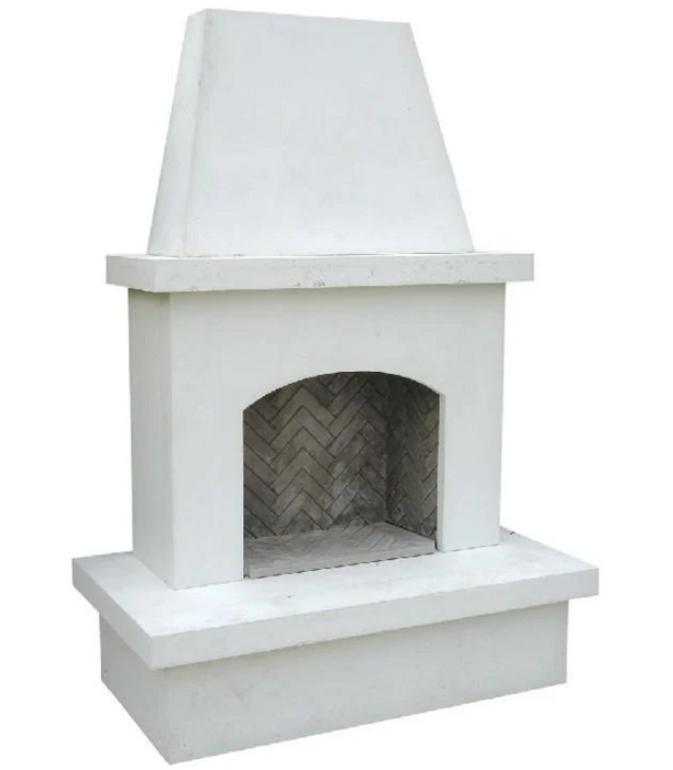 American Fyre Designs 96 Inch Vented Free-Standing Outdoor Contractor's Model Fireplace, White Concrete - 040-11-A-WC-RBC