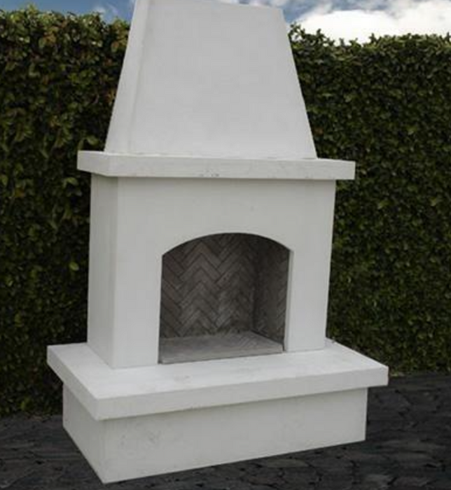 American Fyre Designs 96 Inch Vented Free-Standing Outdoor Contractor's Model Fireplace, White Concrete - 040-11-A-WC-RBC