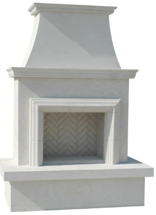 American Fyre Designs 91 Inch Vented Free-Standing Outdoor Contractor's Model with Moulding Fireplace, White Concrete - 045-11-A-WC-RBC