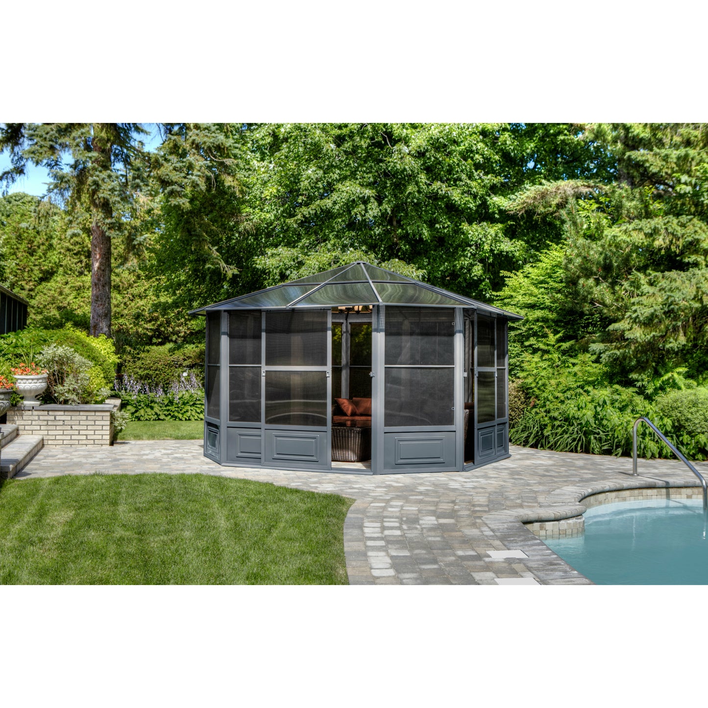 Gazebo Penguin Florence Solarium 12 Ft. x 12 Ft. in Slate - 41212-32