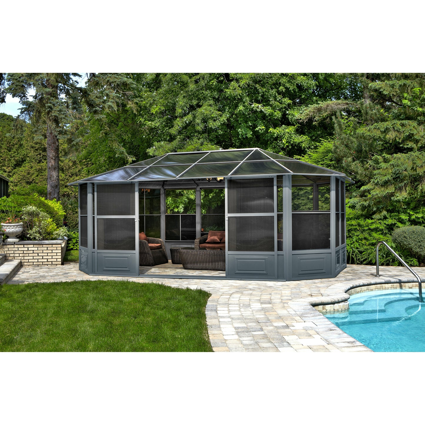 Gazebo Penguin Florence Solarium 12 Ft. x 18 Ft. in Slate - 41218-32