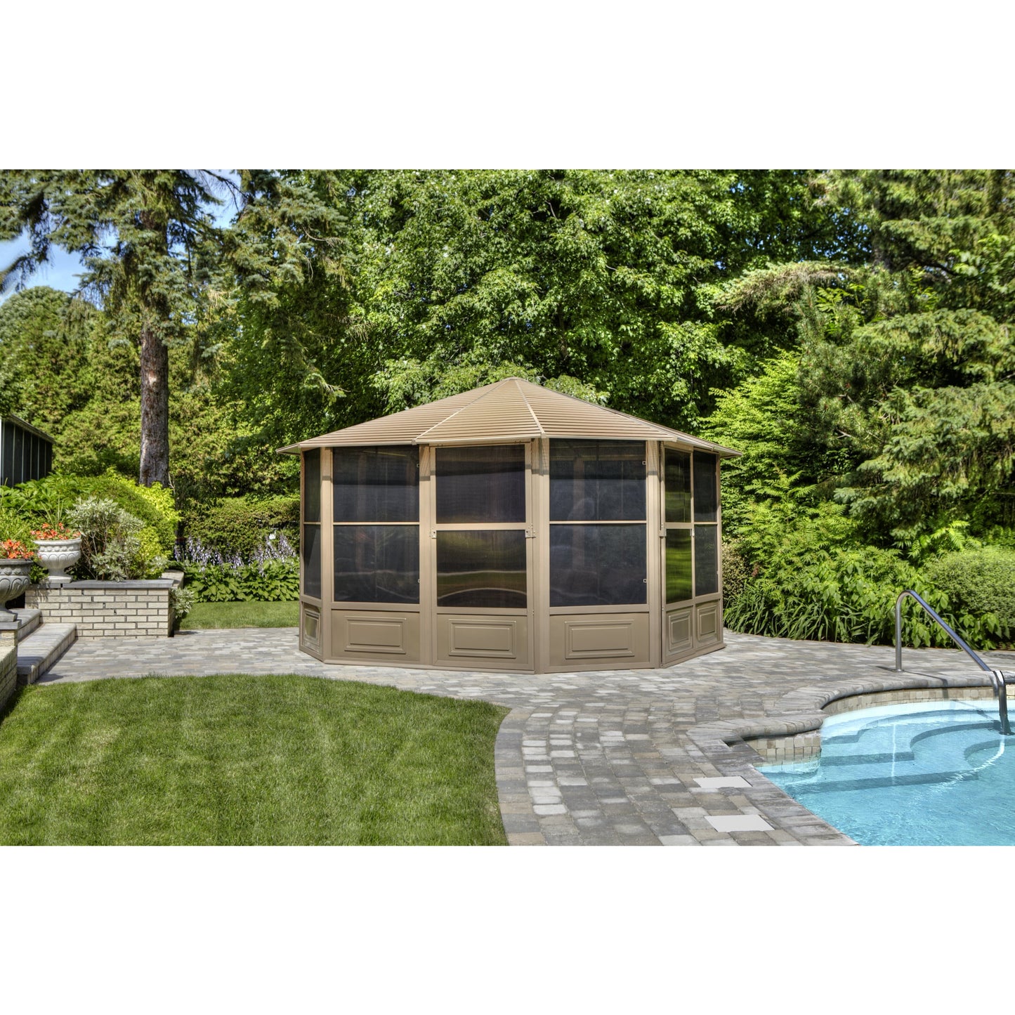 Gazebo Penguin Florence Solarium with Metal Roof 12'x12' Sand - 41212MR-12