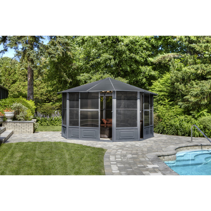 Gazebo Penguin Florence Solarium with Metal Roof 12'x12' Slate - 41212MR-32