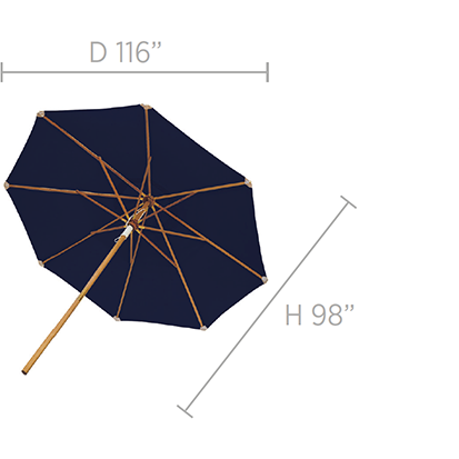 Image of Royal Teak Collection 10’ Deluxe Umbrella- Navy (Olefin Fabric) - UMN