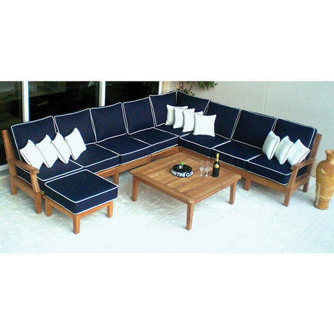 Image of Royal Teak Collection Base Module Corner and 2 Sides W/Arms - MIASPBS