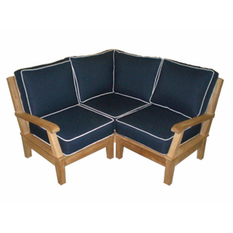 Image of Royal Teak Collection Base Module Corner and 2 Sides W/Arms FRAME ONLY- MIABASEFO