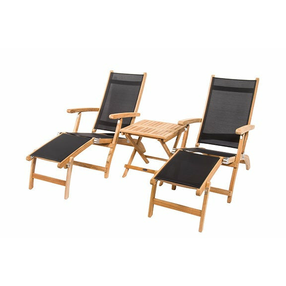 Royal Teak Collection Sling Steamer -Black Sling - STSLB