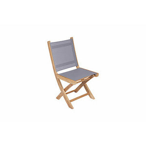 Royal Teak Collection Sailmate Folding Side Chair-Gray Sling - SMSG
