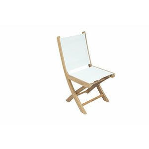 Royal Teak Collection Sailmate Folding Side Chair-White Sling - SMSW