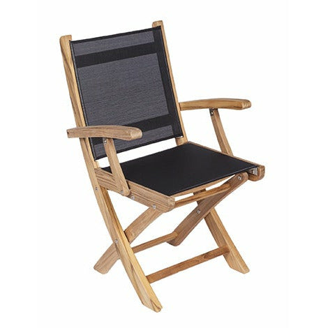 Image of Royal Teak Collection Sailmate Folding Arm Chair-Black Sling - SMCB