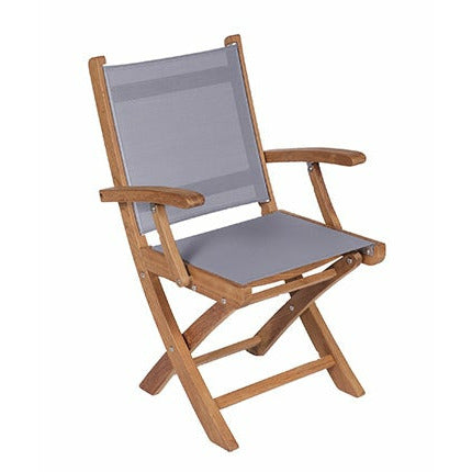 Image of Royal Teak Collection Sailmate Folding Arm Chair-Gray Sling - SMCG