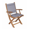 Royal Teak Collection Sailmate Folding Arm Chair-Gray Sling - SMCG