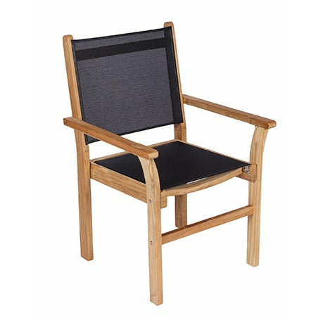 Image of Royal Teak Collection Captiva Sling Stacking Chair-Black - CAPB
