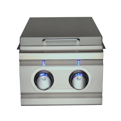 RCS Cutlass Pro Double Side Burner with Blue LED Lights, Slide-In, Natural Gas - RDB1EL