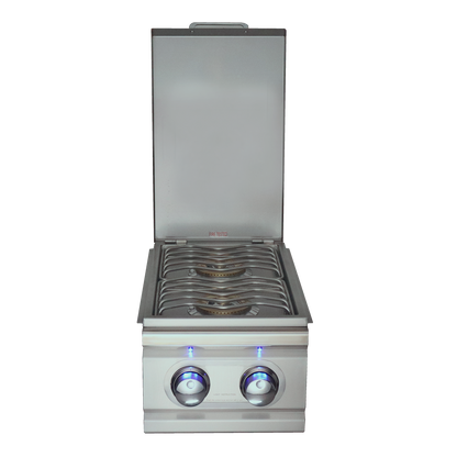 RCS Cutlass Pro Double Side Burner with Blue LED Lights, Slide-In, Natural Gas - RDB1EL