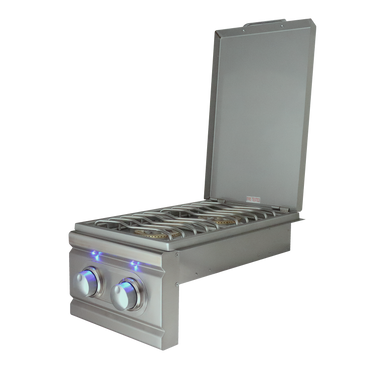 RCS Cutlass Pro Double Side Burner with Blue LED Lights, Slide-In, Propane - RDB1EL LP