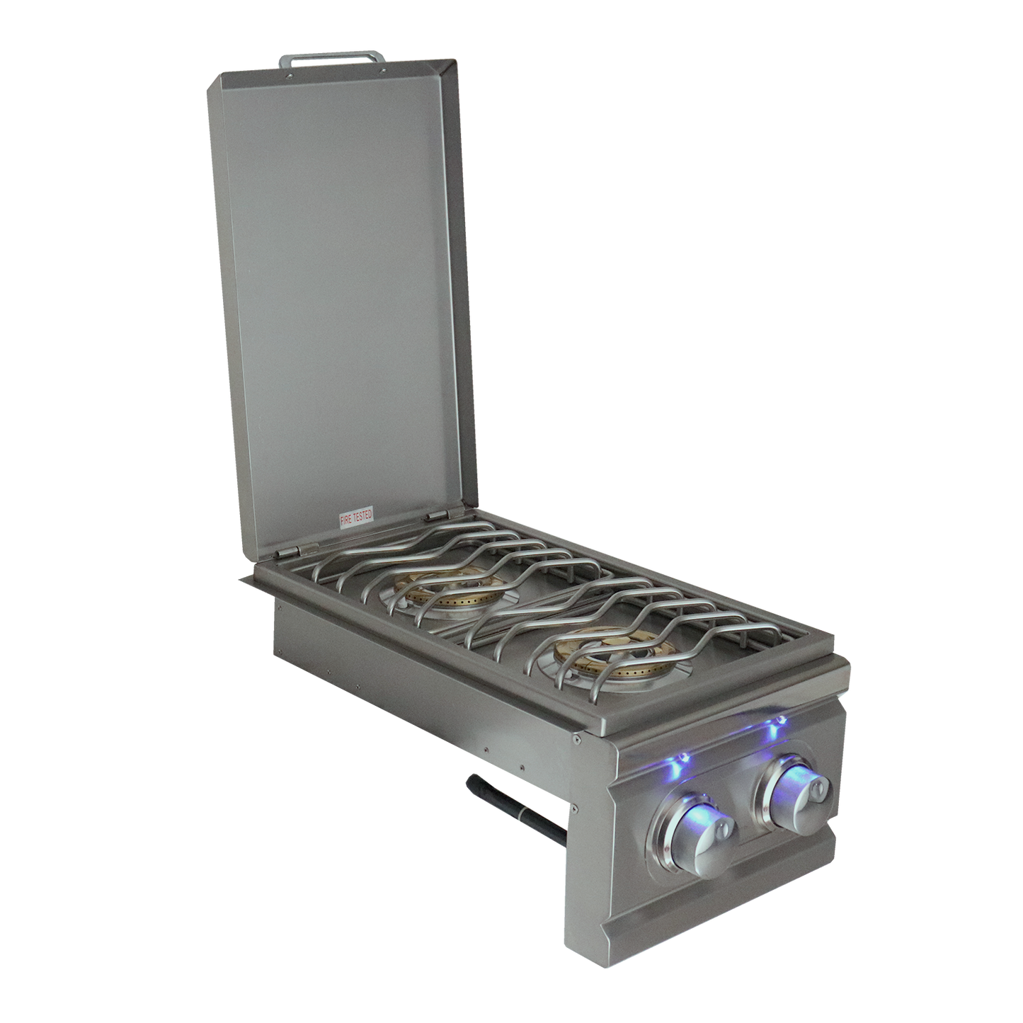 RCS Cutlass Pro Double Side Burner with Blue LED Lights, Slide-In, Natural Gas - RDB1EL