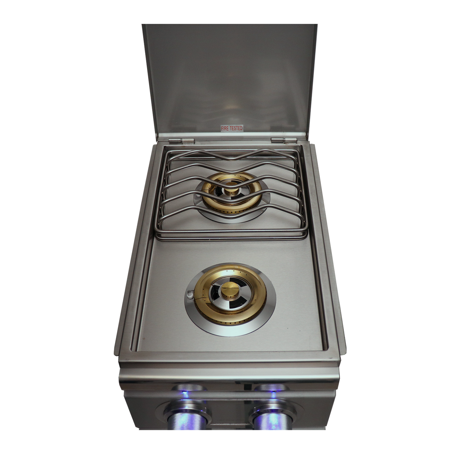 RCS Cutlass Pro Double Side Burner with Blue LED Lights, Slide-In, Natural Gas - RDB1EL