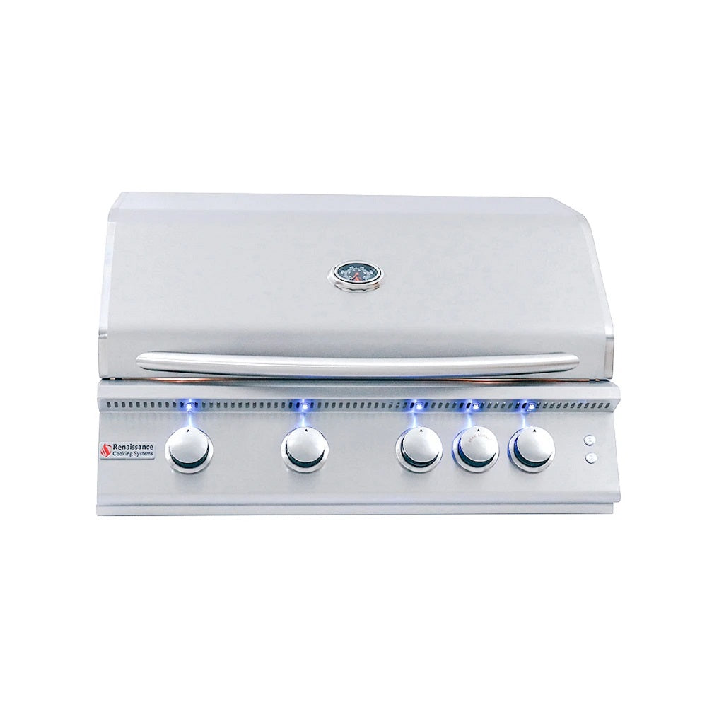 RCS 32" Premier Built-In Grill with Rear Burner & Blue LED Lights, Natural Gas - RJC32AL