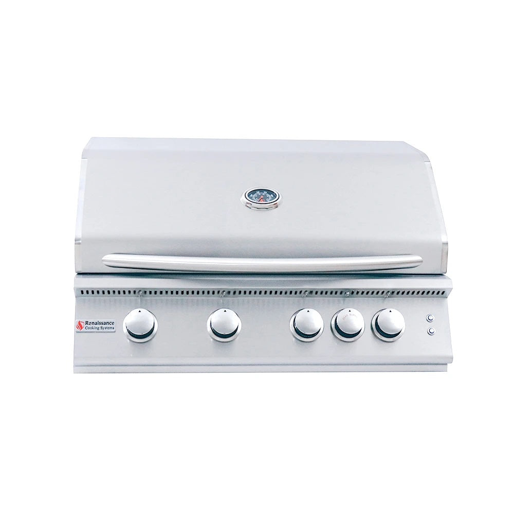 RCS 32" Premier Built-In Grill with Rear Burner & Blue LED Lights, Natural Gas - RJC32AL