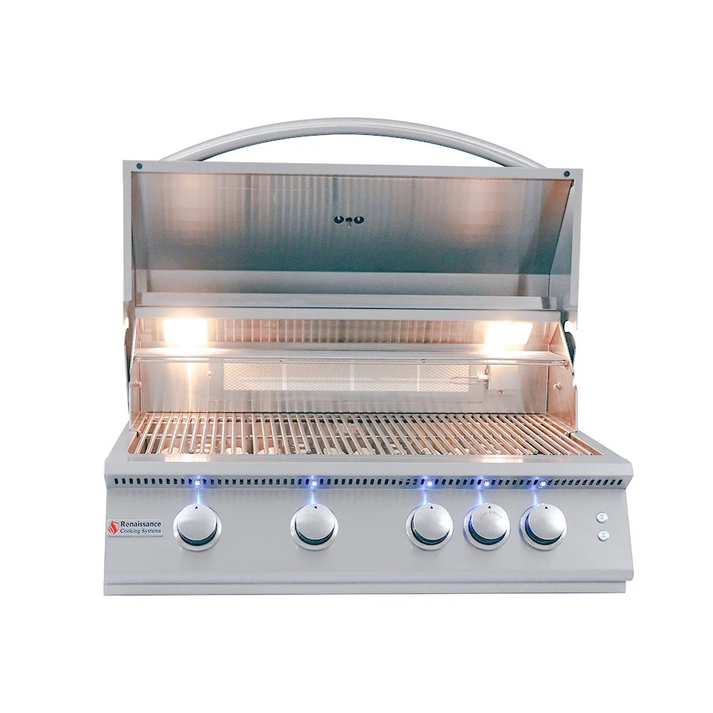 RCS 32" Premier Built-In Grill with Rear Burner & Blue LED Lights, Natural Gas - RJC32AL