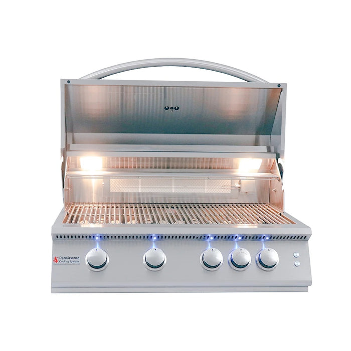 RCS 32" Premier Grill, Blue LED W/Rear Burner - RJC32ALLP