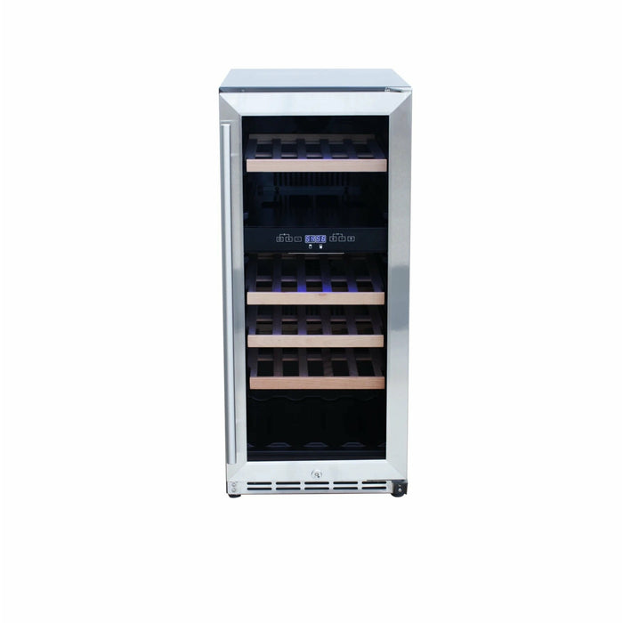 RCS Stainless Steel Wine Cooler Refrigerator with 15" Glass Window Front - RWC1