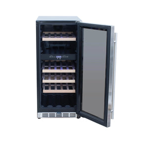 RCS Stainless Steel Wine Cooler Refrigerator with 15" Glass Window Front - RWC1