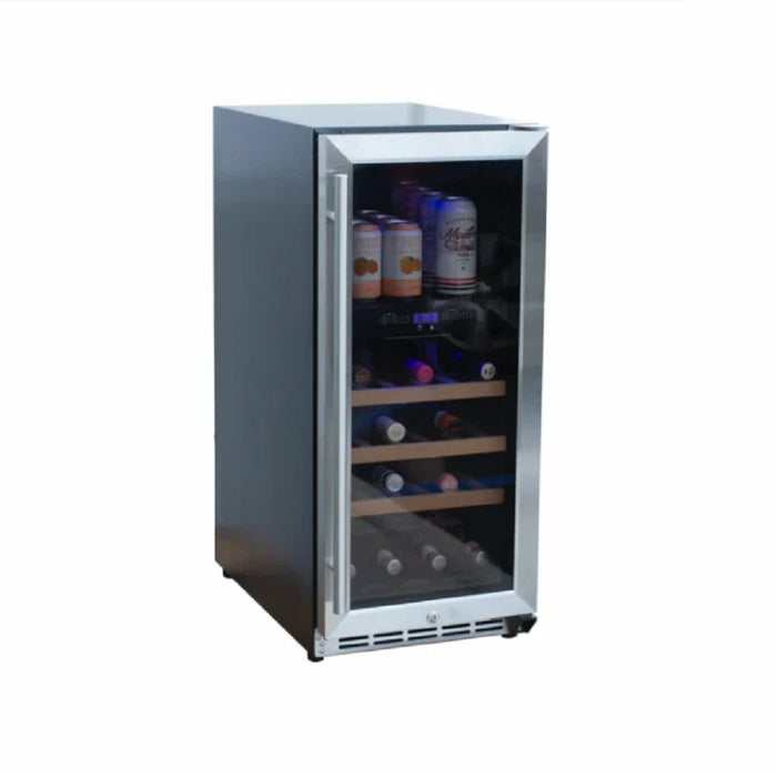 RCS Stainless Steel Wine Cooler Refrigerator with 15" Glass Window Front - RWC1