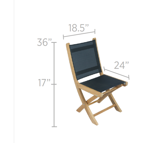 Image of Royal Teak Collection Sailmate Folding Side Chair-Black Sling - SMSB