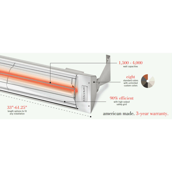 Infratech W-Series 39-Inch 2500W Single Element Electric Infrared Patio Heater - 240V - W2524 - 21-1080