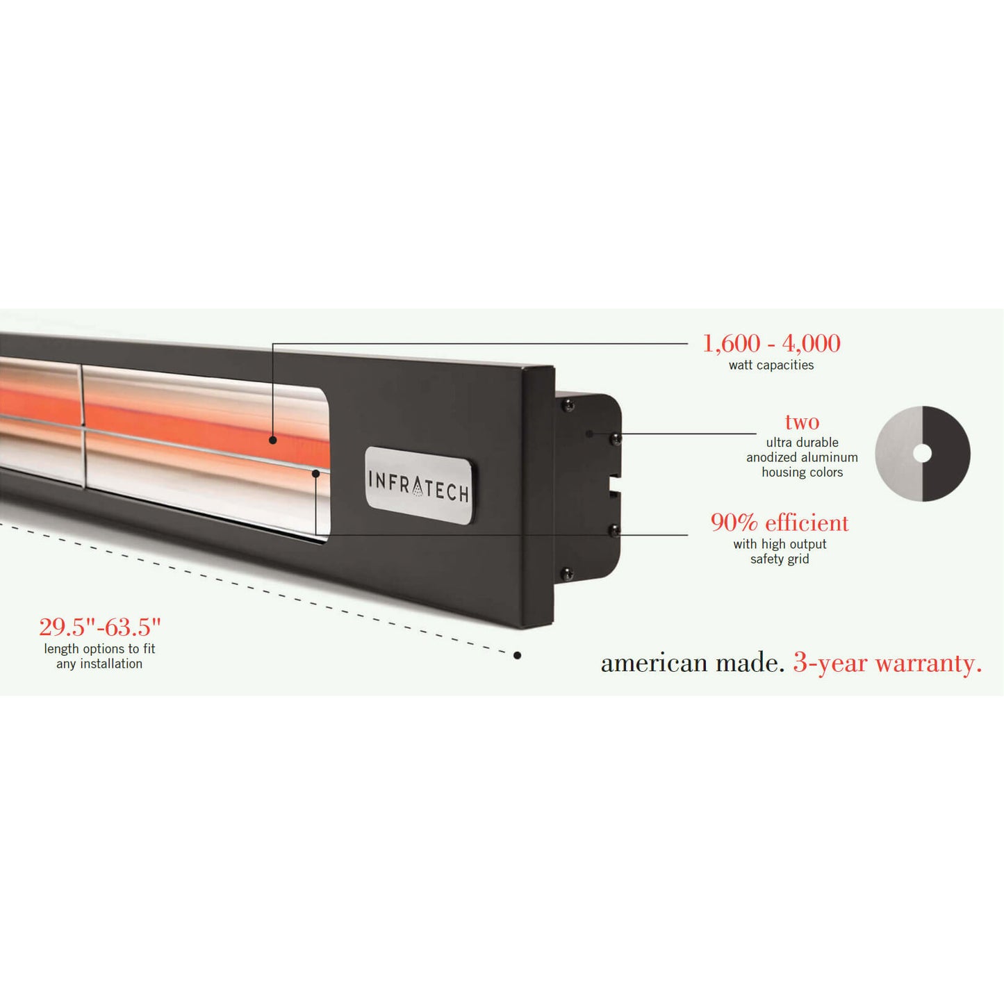 Infratech SL-1612 Slimline Single Element Heater – 29.5" 1600W 120V